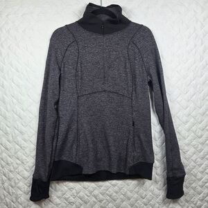Lululemon Runderful 1/2 Zip Mini Check Pique Black Heathered Pullover Sweater 12